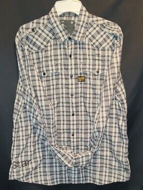 G-Star Black & White Check long sleeve shirt in size XXL . Zip and SNAP closure